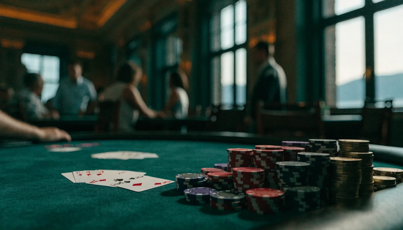 Stol za blackjack s ulošcima i kartama u hrvatskom casinu