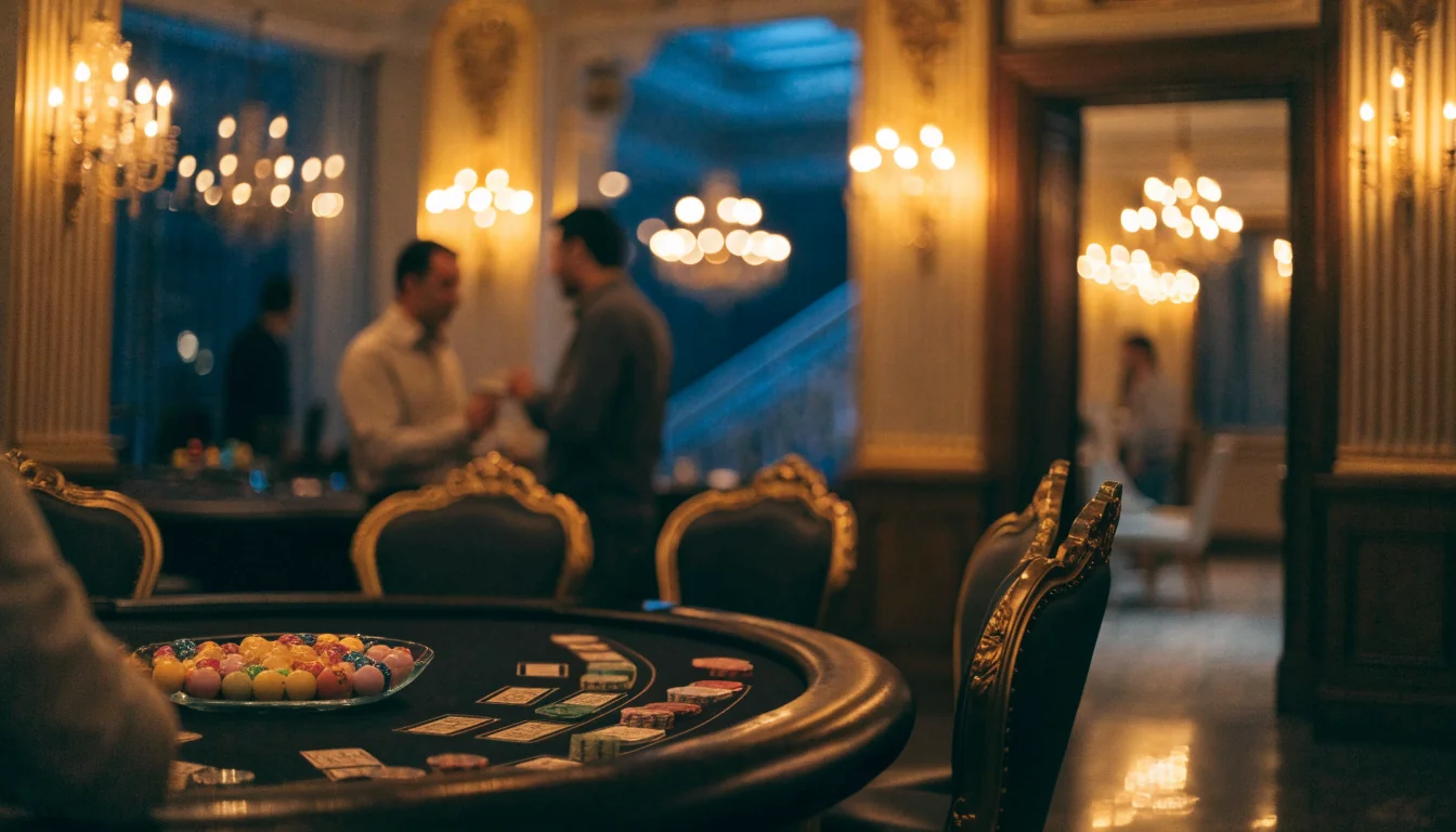 Elegantno interijer casina u Hrvatskoj s keno lopticama na stolu