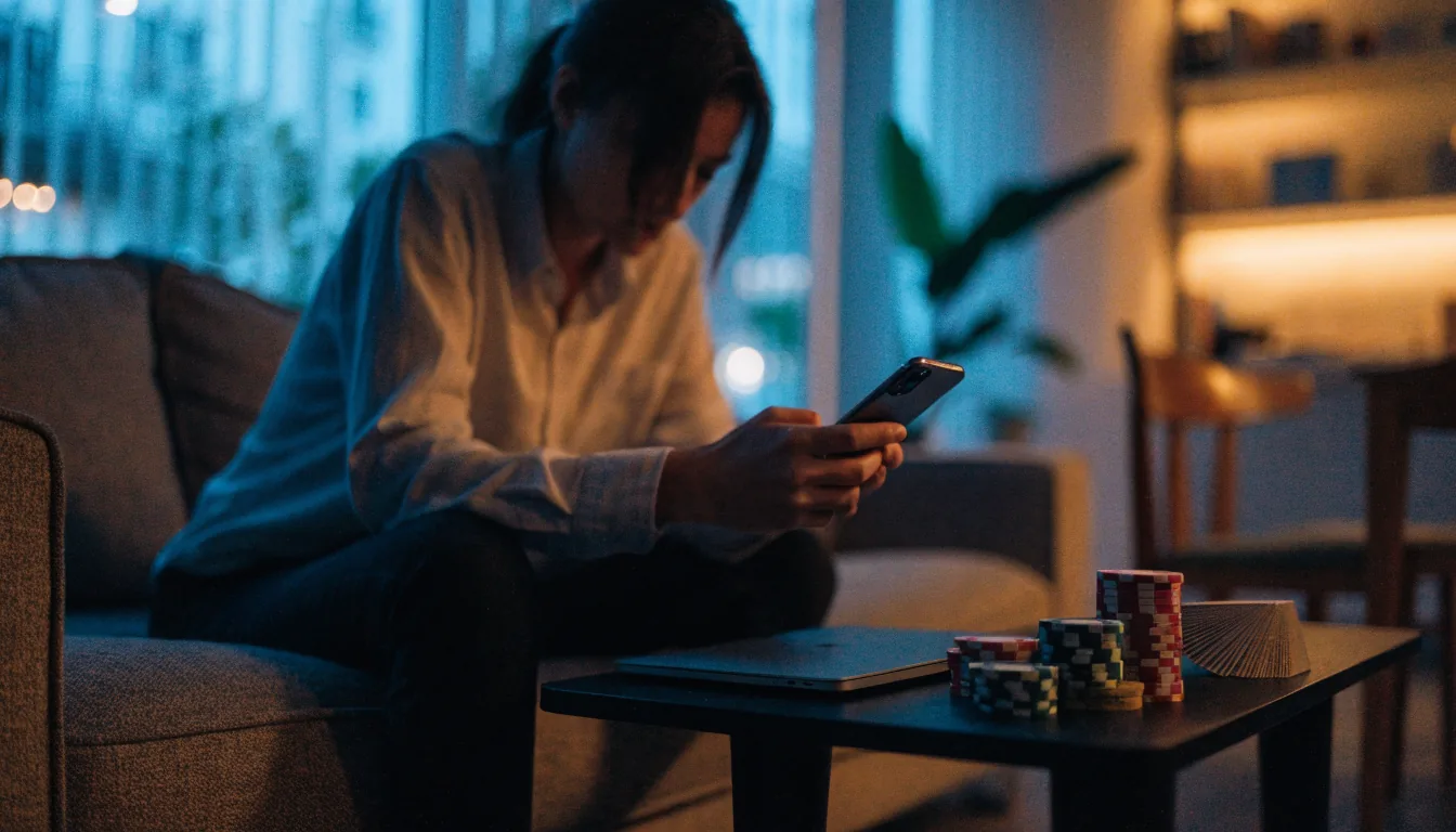 Osoba na kauču potvrđuje SMS uplatu pametnim telefonom